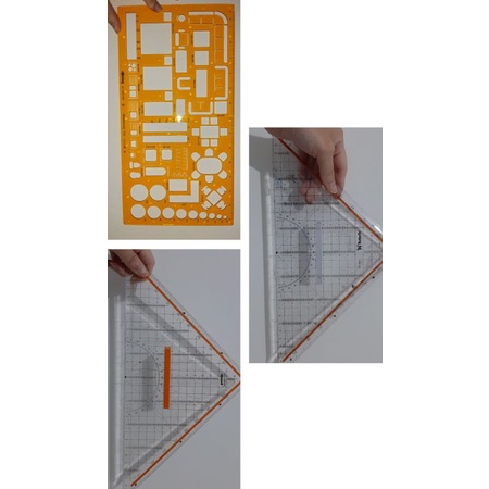 

Rotring Template Architech 1:50 + penggaris segitiga Rotring & Butterfly