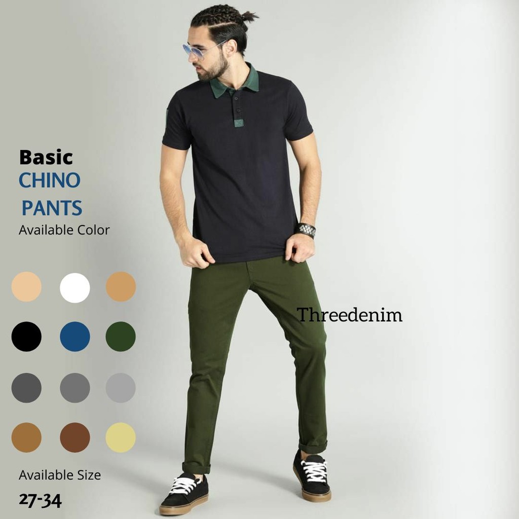 Celana Chino Original Three Denim | Shopee Indonesia