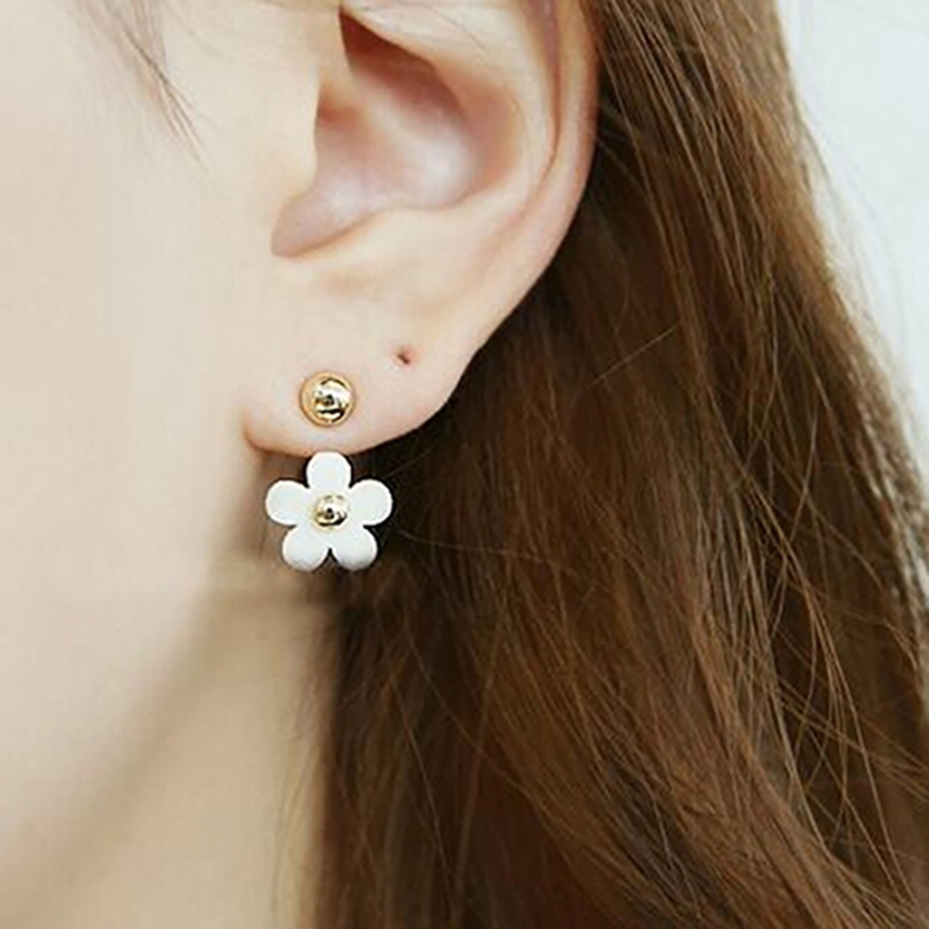 Hu Hu Hu Hu Hu Alat Bantu Pasang Kacamata♡ 1 Pasang Anting Tusuk Motif Bunga Bahan Alloy Untuk Wanita