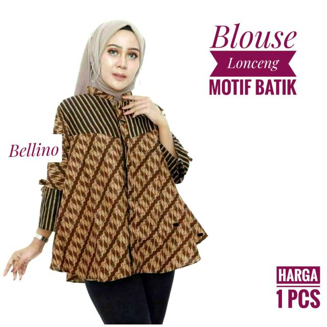Bellino - Blouse Batik Lengan Terompet/ Baju Atasan Batik Wanita Kancing Depan/ Blus Batik kondangan-6