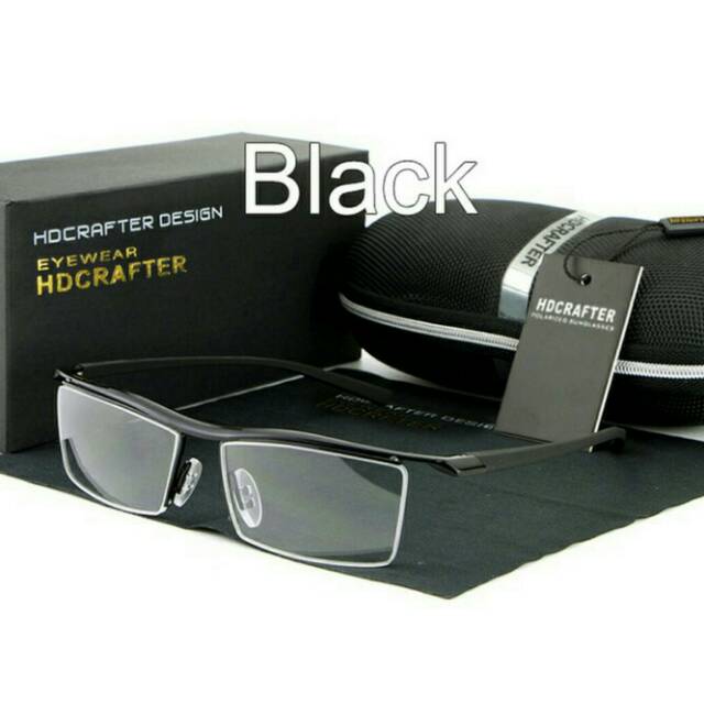 Kacamata sport Half frame Titanium Black /Warna Hitam minus/plus