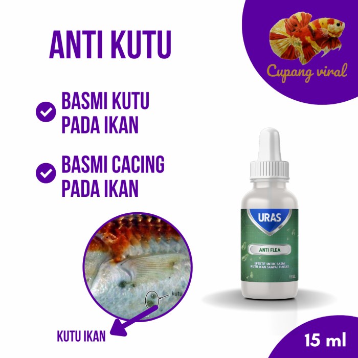 URAS - Anti Flea / Obat Kutu dan Cacing Pada Ikan 15 ML