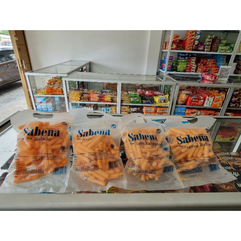 Sabena 50 gr snack stick (stik) rasa balado / jagung bakar / sapi panggang / keju