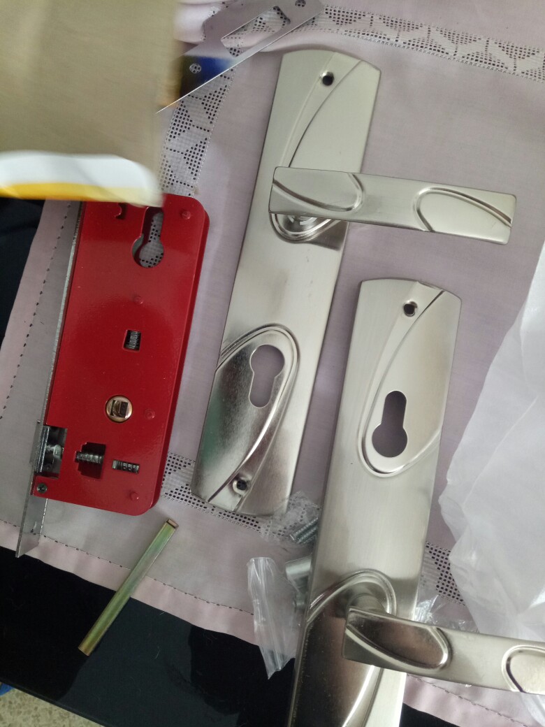 Kunci Pintu Besar Plat Putih Kuning Panjang 25 Cm / Handel Pintu Besar Plat