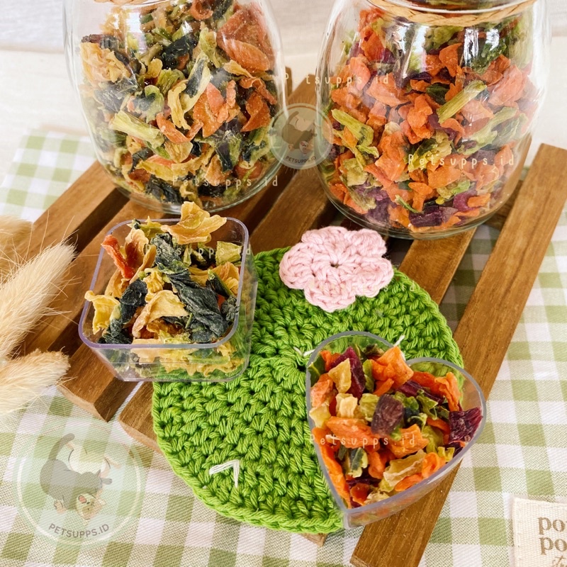 Dried vegetables mix | snacks treats for hamster guinea pig kelinci sugar glider gerbil chinchilla | cemilan sayuran untuk hewan peliharaan kecil