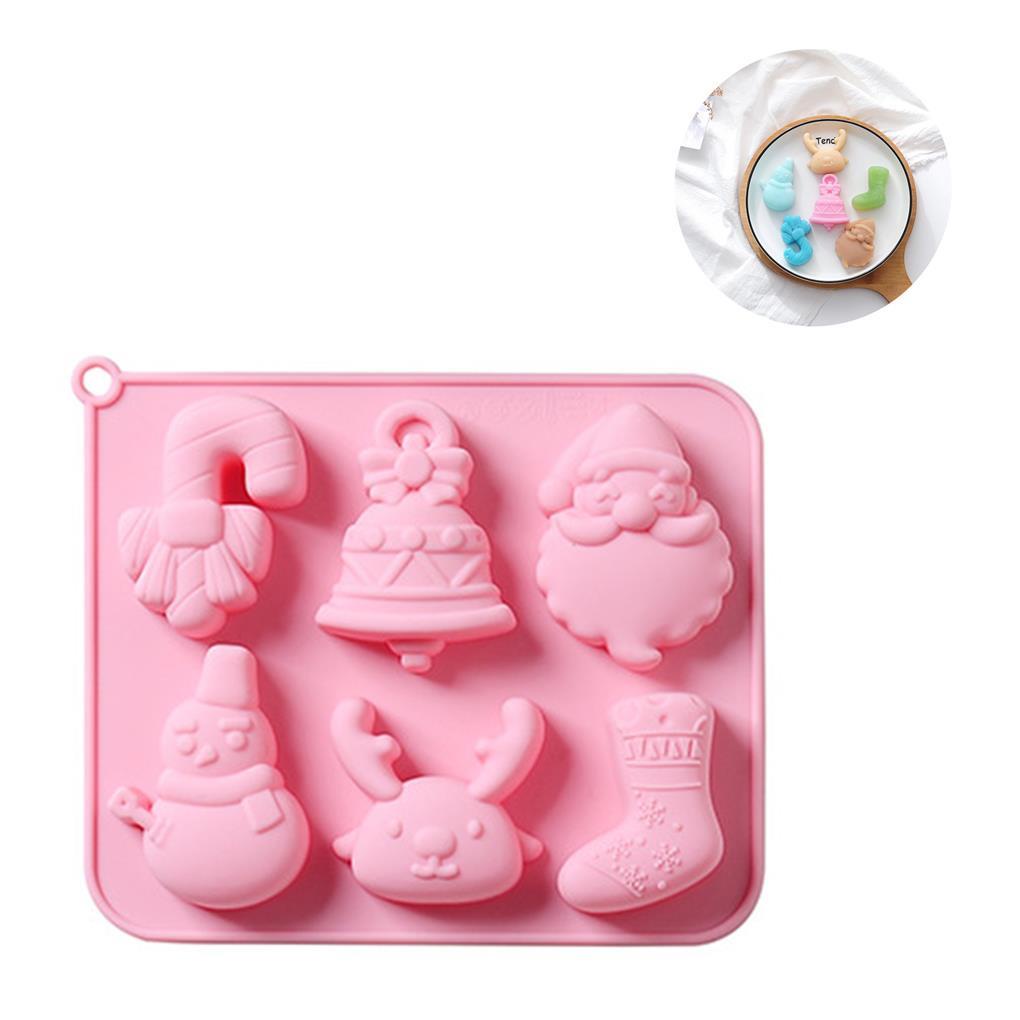 (house2020) Loyang Cetakan Kue / Biskuit 6 Slot Bahan Silikon Motif Snowman Natal