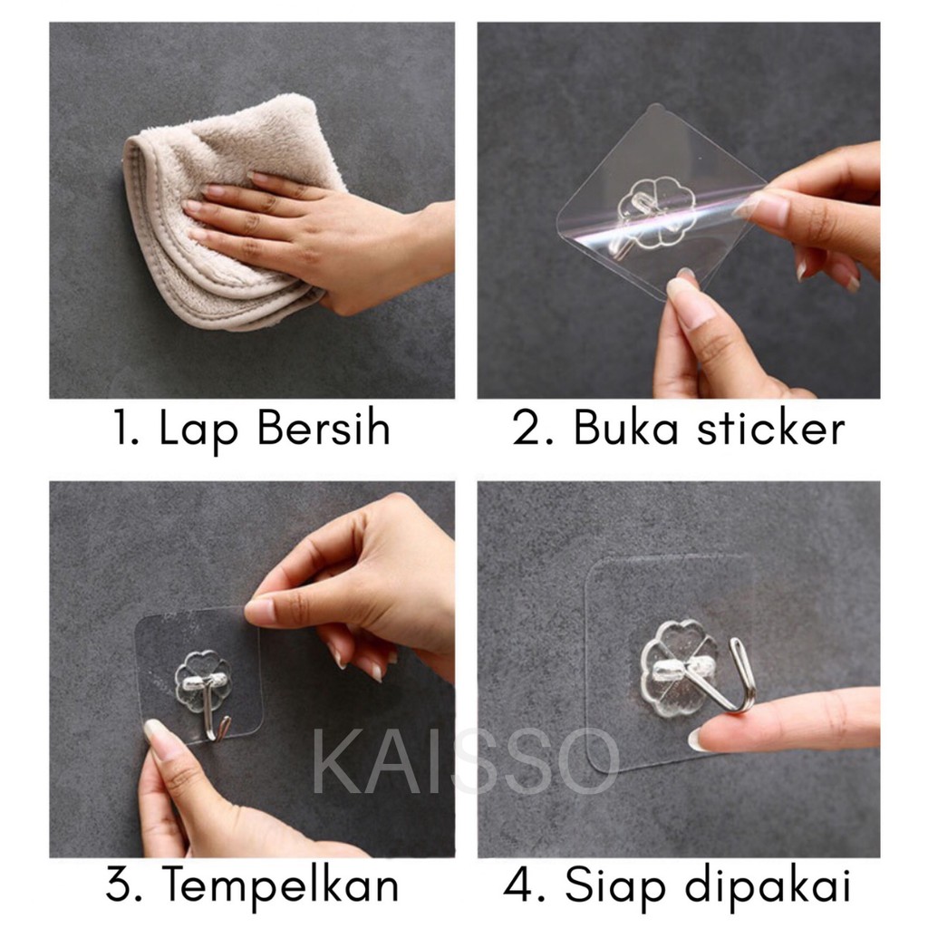 KAISSO - GANTUNGAN TEMPEL HOOK KUAT SERBAGUNA PEREKAT DINDING AJAIB KAMAR MANDI BAJU