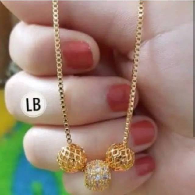 Xuping perhiasan kalung kolong jaring lapis emas 24k