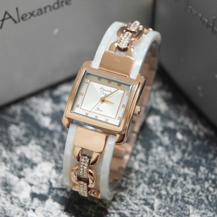 [Free Baterai] JAM TANGAN WANITA ALEXANDRE CHRISTIE AC 2569 ROSEGOLD WHITE ORIGINAL GARANSI RESMI 1 