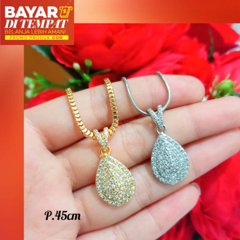 TITANIUM Kalung Dewasa New! Elegan Termanis labu full permata zircon perhiasan emas tidak karat