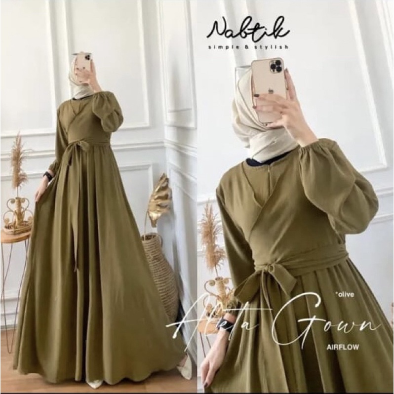 𝐏𝐆𝐌𝐓 • ALETA GOWN DRESS GAMIS CRINKLE AIRFLOW