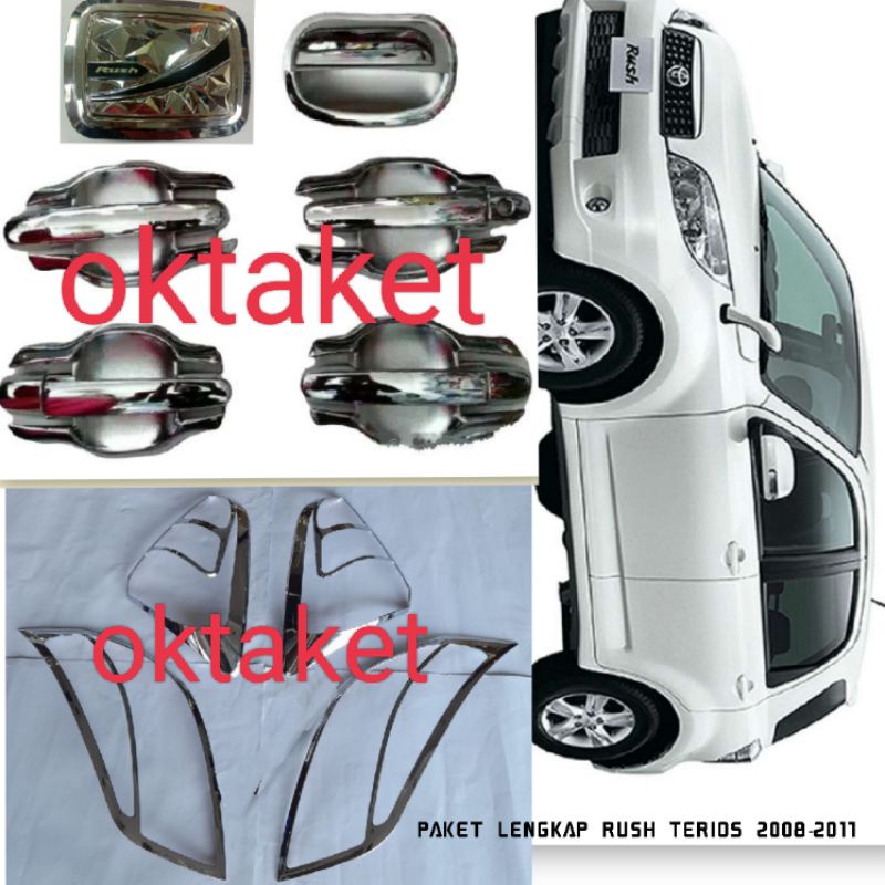 paket lengkap Rush Terios Old lama 2008 2009 2011 chrome garnish outer handle tank cover