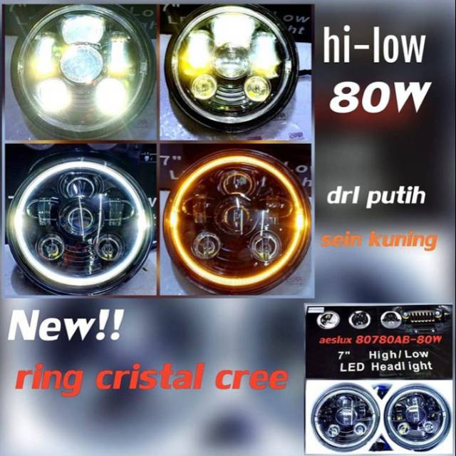 Lampu headlamp led jeep Rubicon hardtop jimny