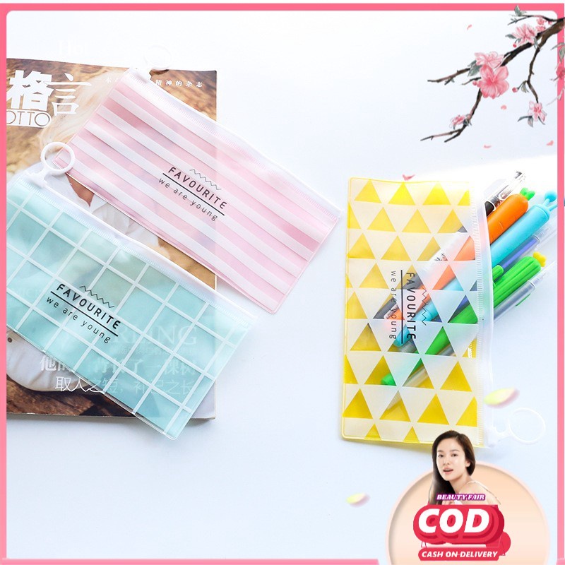 

[BF] [BF] TEMPAT PENSIL ZIP TRANSPARAN MOTIF GARIS POLKADOT TEMPAT KOSMETIK ZIPPER KOTAK PENSIL MURAH