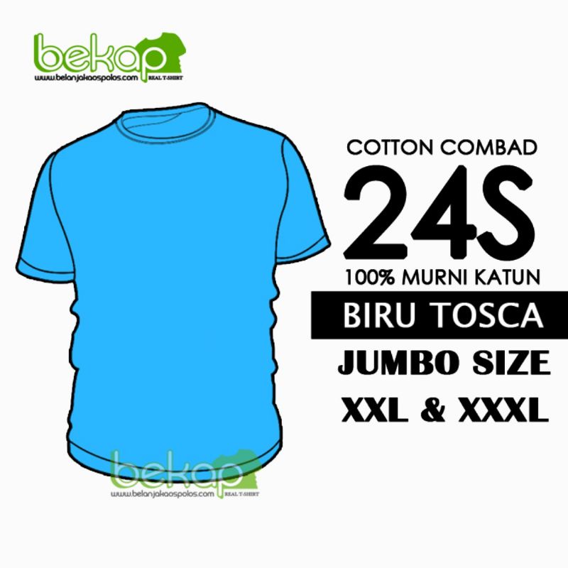 Original Kaos Polos Katun Combad 24s Warna Biru Tosca  Tebal Kaos Polos Cowo Cewe Unisex