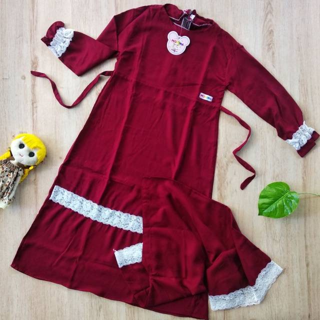 GAMIS RAYON ANAK MOMINA Baju Muslim Anak Perempuan Katun Polos