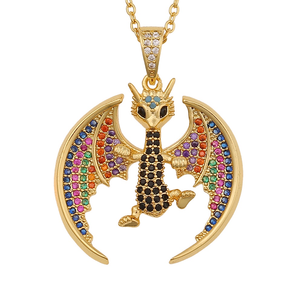 Ornamen tembaga warna Kweichow Moutai dinosaurus liontin dipersonalisasi hip hop kalung malam akseso