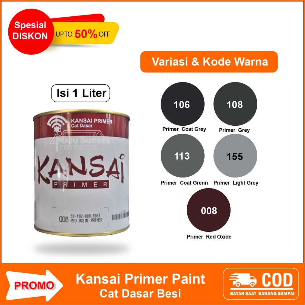 Cat Dasar Primer Besi Anti Karat Kansai Paint Bocor Besi Logam Tembaga Metal Kansai paint 1 kg Murah