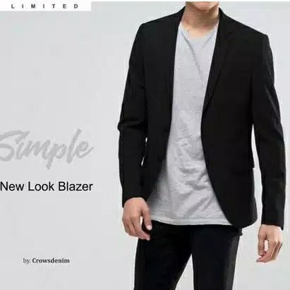 BosBaju Cool Blazer Pria Formal Wisuda Kantor Polos Lengan Panjang Simple Full Black Jas Nikah Pria