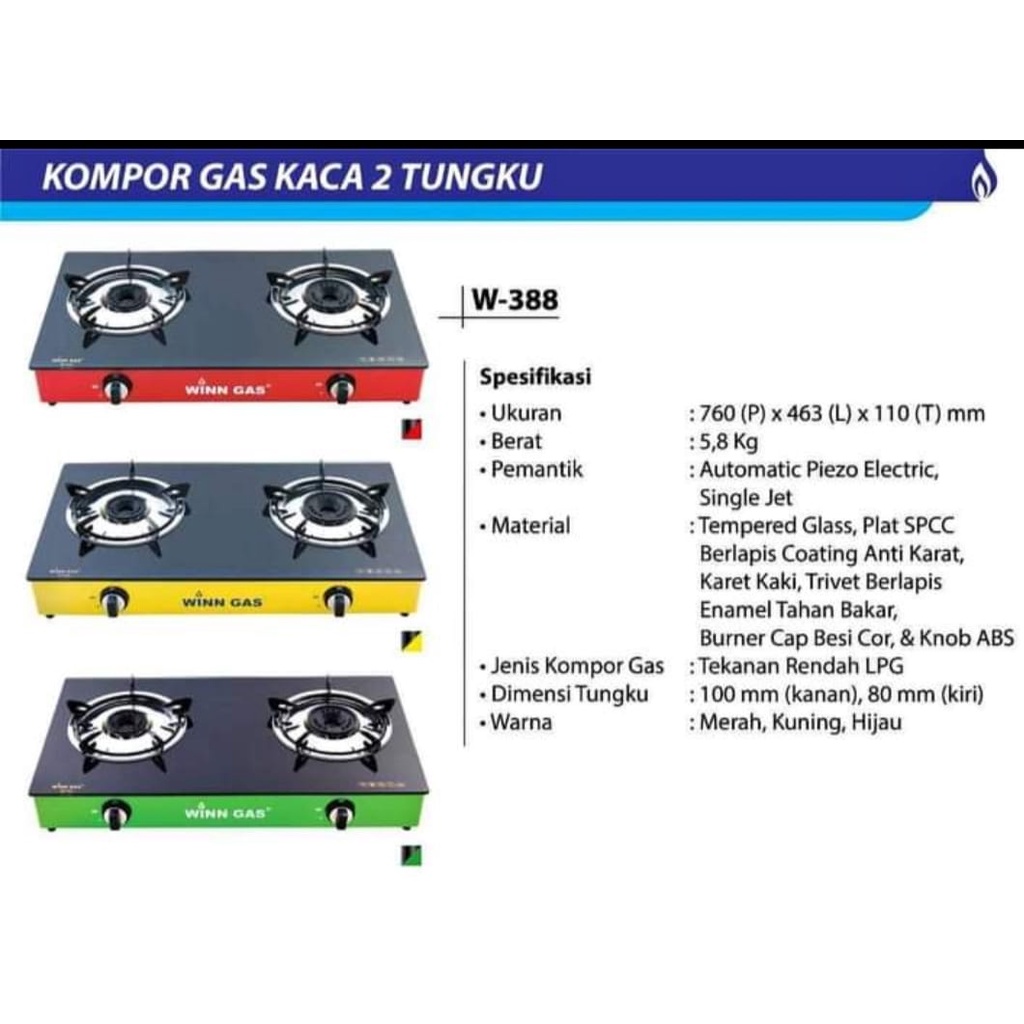 KOMPOR GAS KACA 2 TUNGKU-WIN GAS