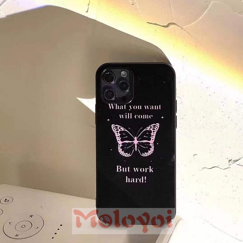 Soft Case Tpu Glossy Motif Kupu-Kupu Untuk IPhone 7 8 Plus XR 11 13 12 Pro Max 8 X XS Max SE 2020