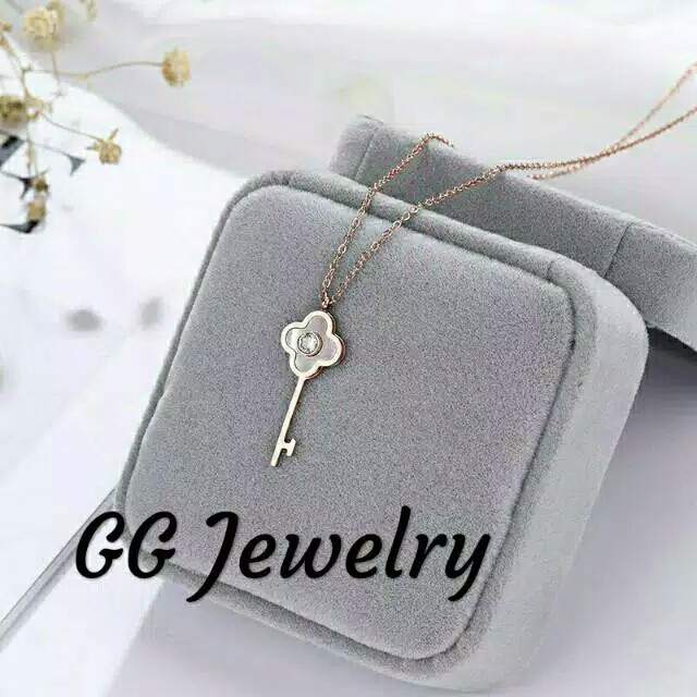 GG Kalung Kunci Titanium Lapis Emas 18k#KL-