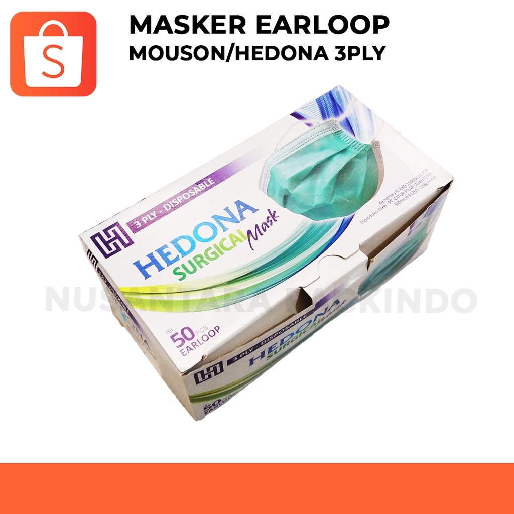 Masker Earloop Mouson/Hedona 3ply (50pcs)