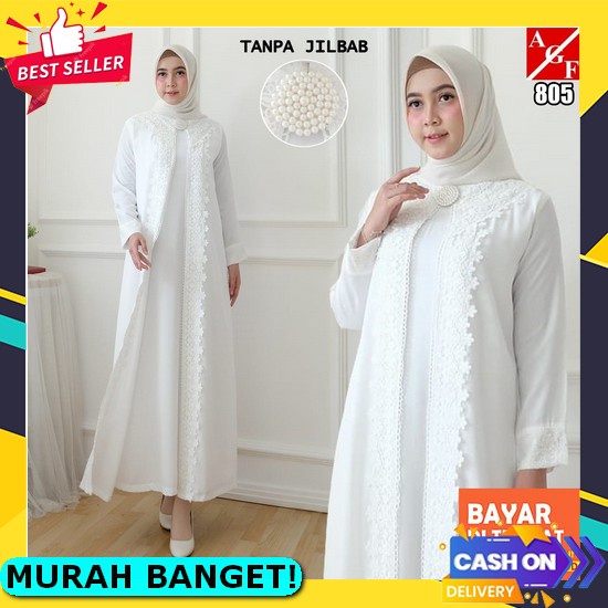 Gamis Syari Terbaru 2022 Set Khimar Gamis Renda Pesta Baju Syari Mewah Ootd Hijab Dress Muslim Jumbo