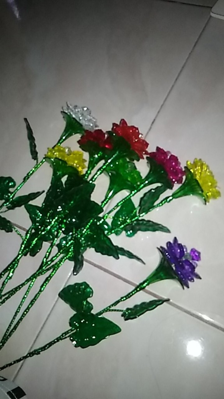 Bunga Akrilik Bunga Manik Bunga Kristal Mawar Per Tangkai