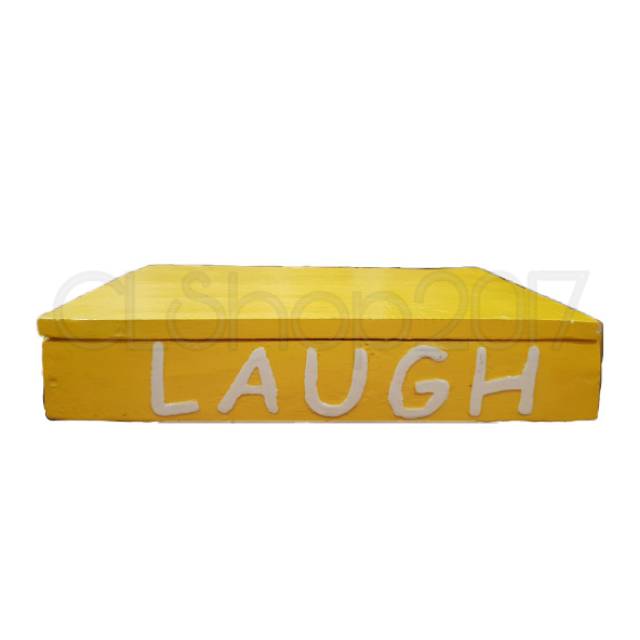 COLOURFUL WOODEN BOX &quot;LIVE&quot; &quot;LAUGH&quot; 28cm x 19,5cm x 5,8cm