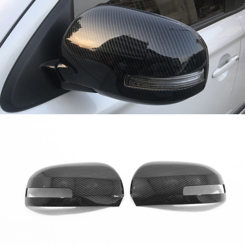 Xuming Penutup Kaca Spion Mobil, untuk Mitsubishi Outlander 2016 2021 Pola Serat Karbon Penutup Cermin Samping Mobil Trim