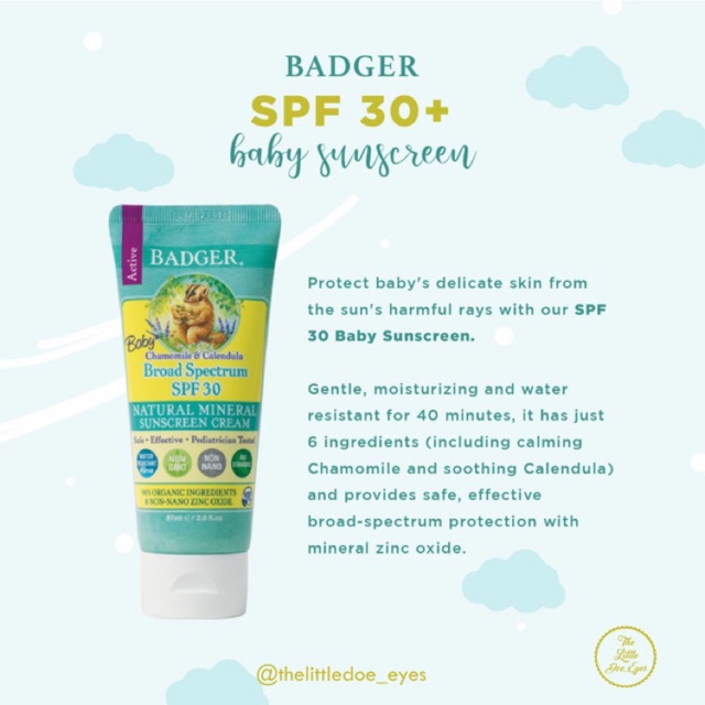 [READY] Badger Baby SunScreen Broad Spectrum SPF 30 exp 07-2023