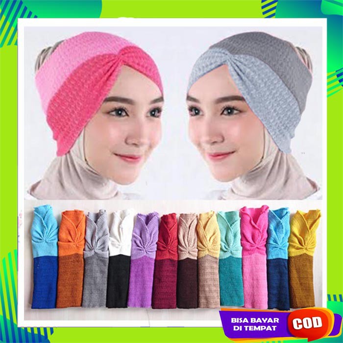 Ciput Inner Dalaman/Daleman Jilbab/Hijab Motif  Polos Rajut 2 WARNA (2 tone) NYAMAN DIPAKAI