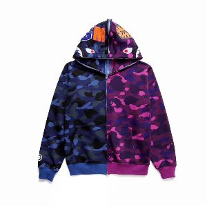 hoodie Bape Shark Dual Camo Ungu Biru Mirror Quality 1 1 Like Original