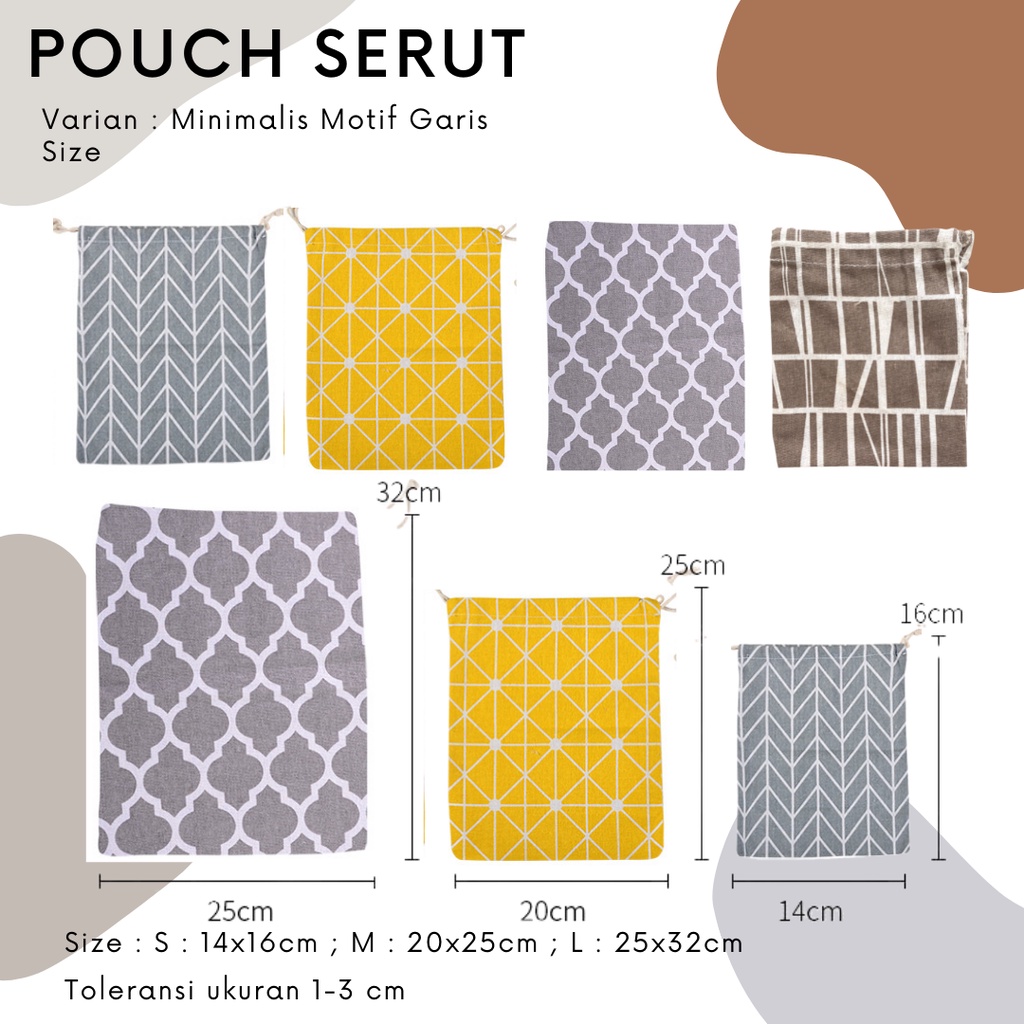 Pouch Serut Motif Garis / Serbaguna / Souvenir / Wrapping / Hampers