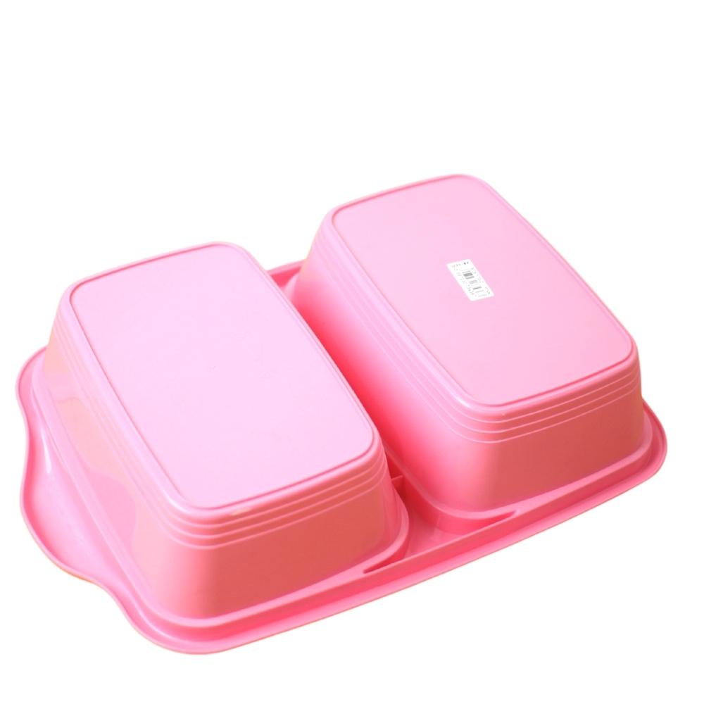 Wadah Saji  Prasmanan Tutup Segi 2 pcs Pink BTS 170  - 2 Pi