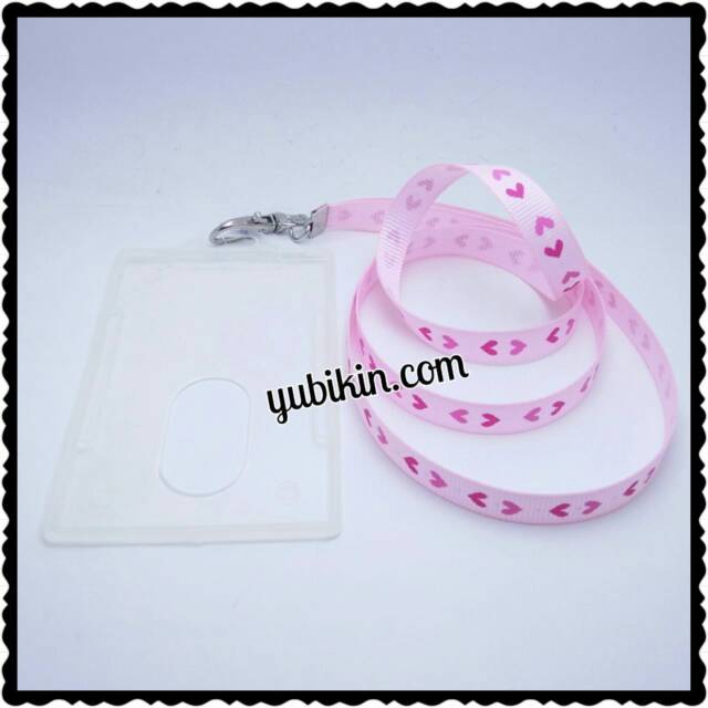 

Pita Tali Id Card Pink Muda Love 80cm