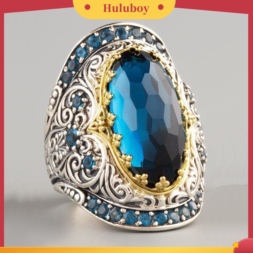 Hu Hu Hu Hu Hu Alat Bantu Pasang Kacamata♡ Cincin Priawanita Desain Ukiran Hias Cubic Zircon Bentuk Oval Gaya Klasikmewah Untuk Pesta