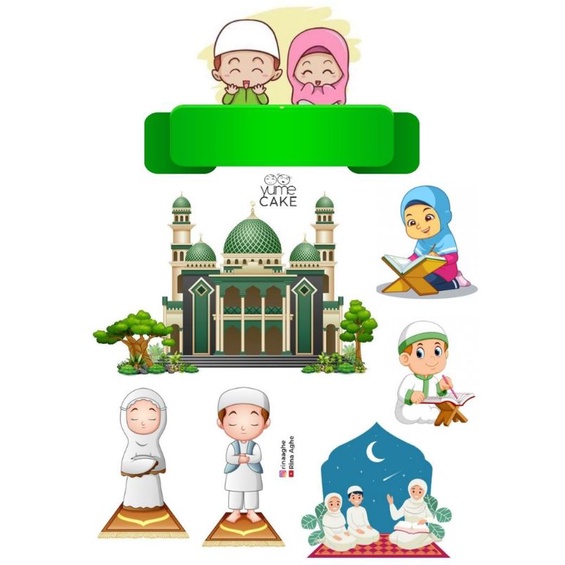 

Topper Cake Custom Nama Tema Muslim Muslimah Anak Sholeh