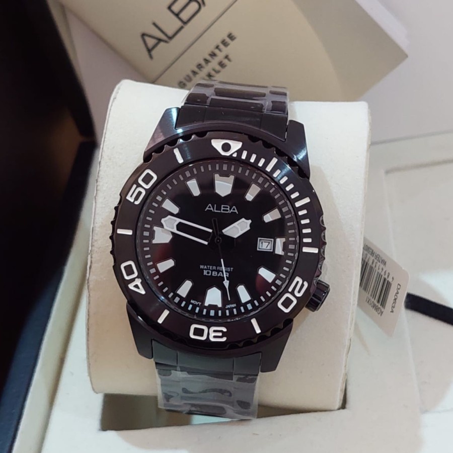 JAM TANGAN PRIA ALBA AG8M01X1 AG8M01 BLACK TERBARU ORIGINAL