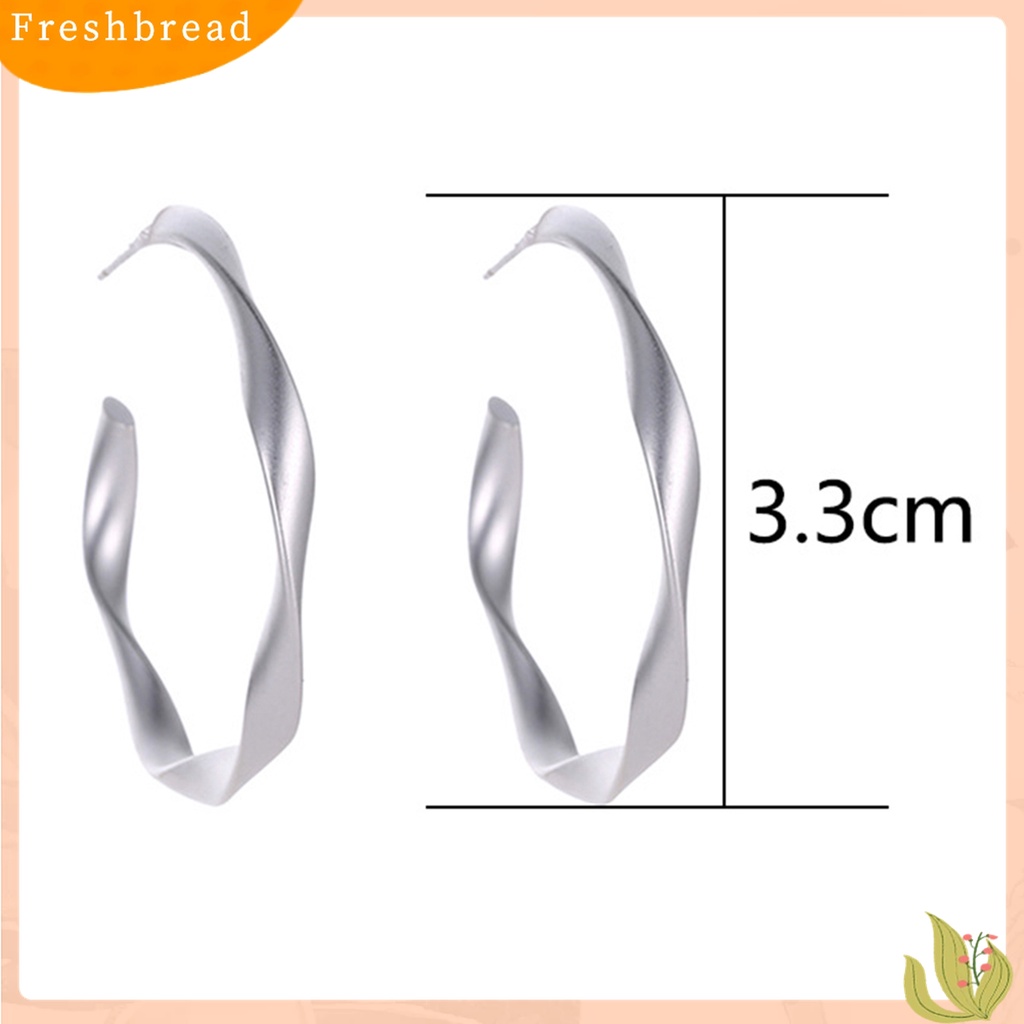 [Fresh] Anting Bulat Besar Simpel Motif Geometri Warna Matte untuk Wanita
