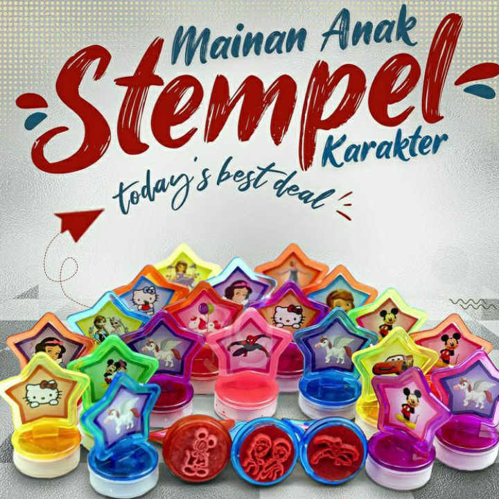 

BLuePink 9 Mainan Anak Stempel Stamp Cap Karakter Kartun