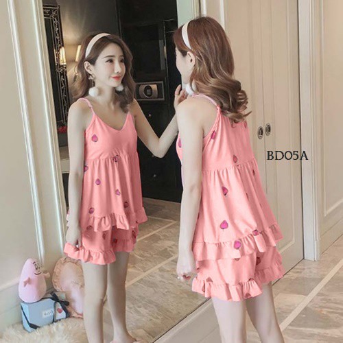 [READY STOCK] BAJU TIDUR IMPORT PIYAMA KOREA BABYDOLL PEACH BD05A