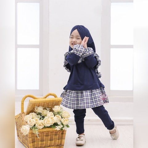 Baju Muslim Anak Perempuan Qiandra / Baju Muslim Anak eLBi / Baju Gamis Anak 1-6 Tahun