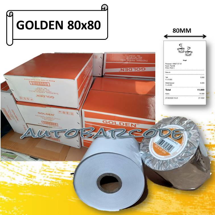Golden 80X80 Kertas Thermal Kasir Printer 80MM Desktop Cafe Minimarket Resto Nota Kwitansi 79X80