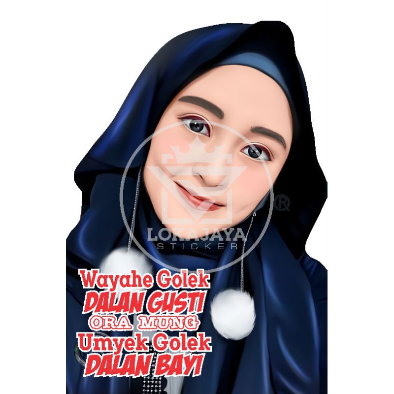 Jual STICKER DECAL PRINT GAMBAR CEWEK/WANITA HIJAB ukuran 80cmx100cm