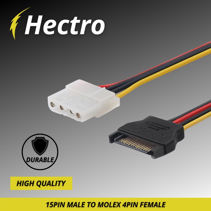 HECTRO Kabel Sata Power 15pin Male To Molex 4pin Female Adapter