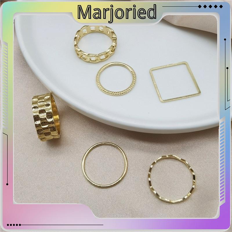 4pcs / Set Cincin Jari Telunjuk Bentuk Geometris Gaya Retro Untuk Wanita-MJD