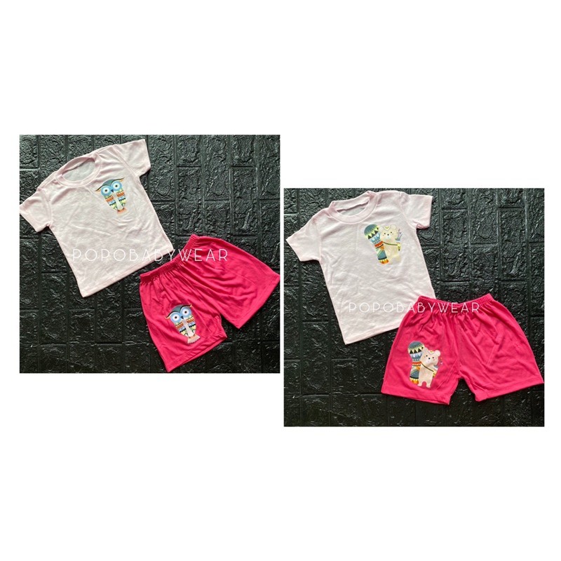 Setelan Baju Celana Pendek Bayi/Anak Motif Stiker
