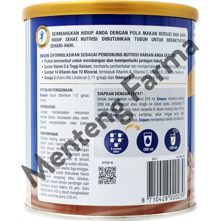 Ensure Cokelat 380 Gram - Susu Penambah Nutrisi Dewasa Rendah Laktosa